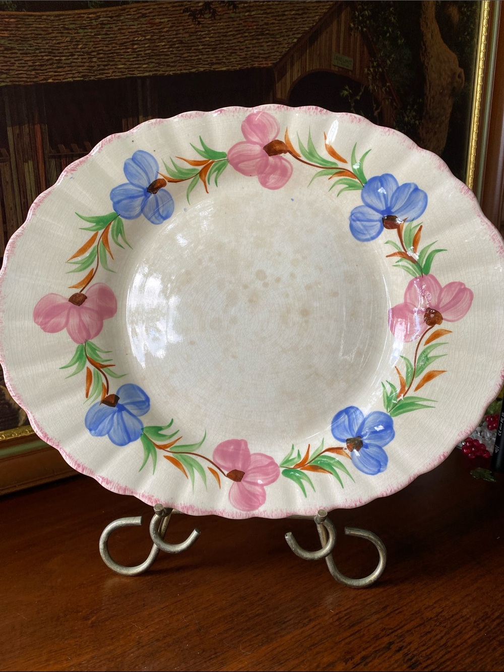 Vintage Blue Ridge Southern Pottery Serving Plater “Sweet Pea”